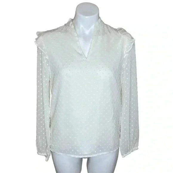 J.Crew V-neck ruffle sheer romantic blouse polka dot BC968  Twee new with tags - Picture 1 of 6
